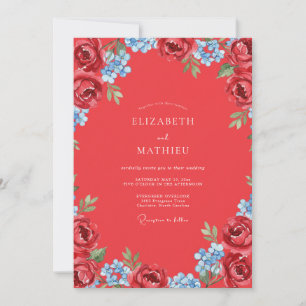 Invitación Boda Pintada de Burgundy Periwinkle