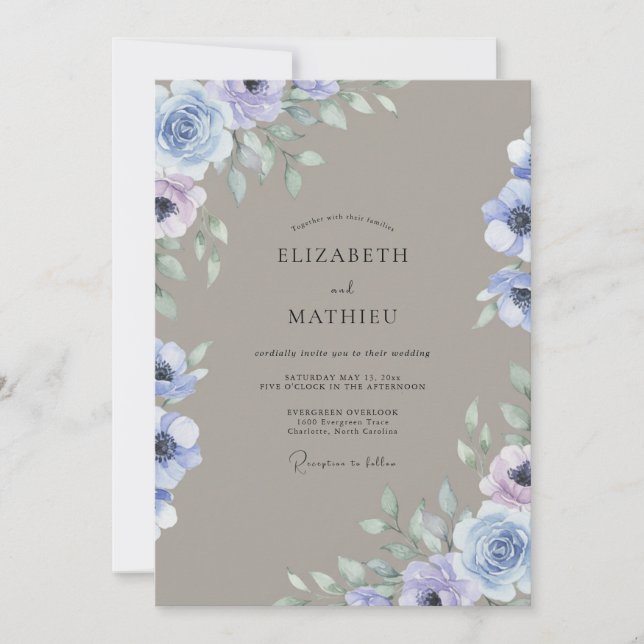 Invitación Boda Pintada de Caracol Taupe (Anverso)