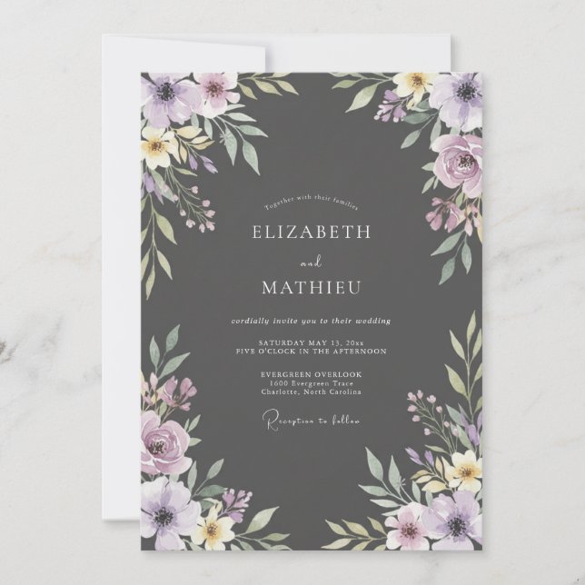 Invitación Boda Pintada de Carbone Mauve (Anverso)