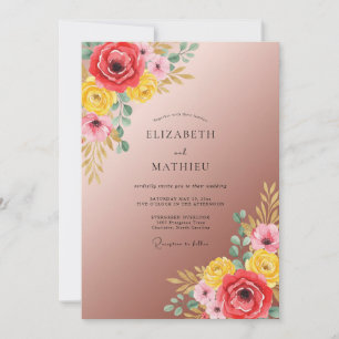Invitación Boda Pintada de Carmesí y Malva Suave