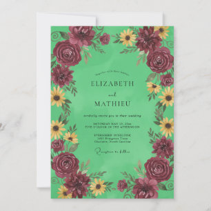 Invitación Boda Pintada de Celadón de Ciruela con Tinta