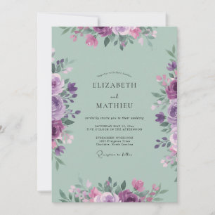 Invitación Boda Pintada de Celadón Lila