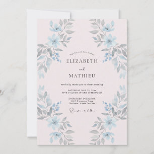 Invitación Boda pintada de celeste rosa pálido