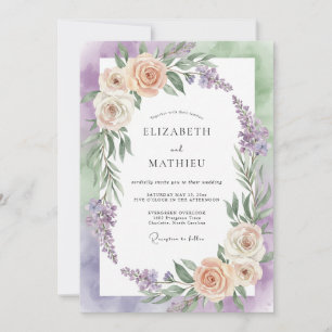 Invitación Boda Pintada de Champagne y Lila