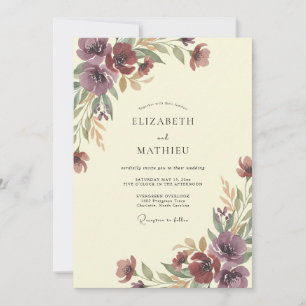 Invitación Boda Pintada de Ciruela Borgoña