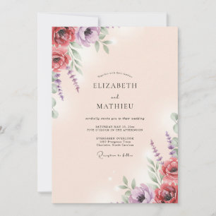 Invitación Boda Pintada de Ciruela Burgundy Profunda