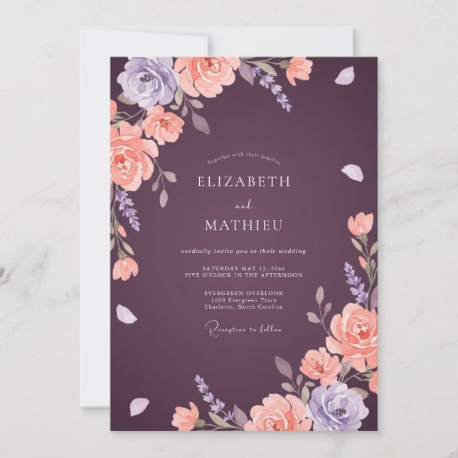 Invitación Boda Pintada de Ciruela y Albaricoque (Anverso)