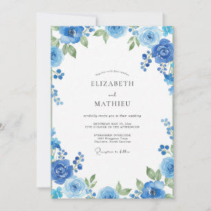 Invitación Boda Pintada de Cobalto y Azul