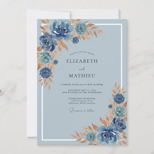 Invitación Boda Pintada de Cobre de Acero (Anverso)