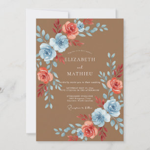 Invitación Boda Pintada de Coral de Caramelo