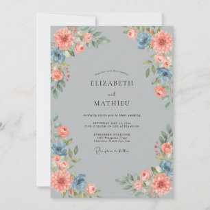 Invitación Boda Pintada de Coral de Plata