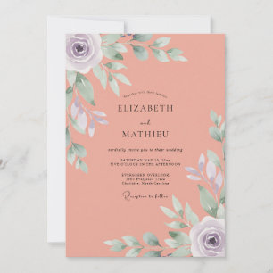 Invitación Boda Pintada de Coral Lila