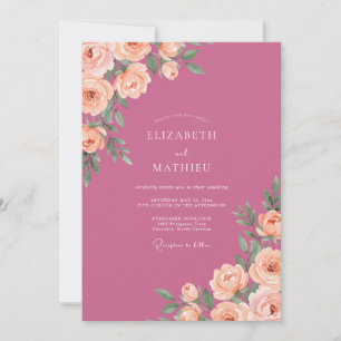 Invitación Boda Pintada de Coral Magenta