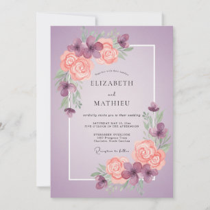Invitación Boda Pintada de Coral Suave Amatista