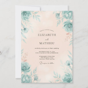 Invitación Boda Pintada de Crema Espuma de Mar