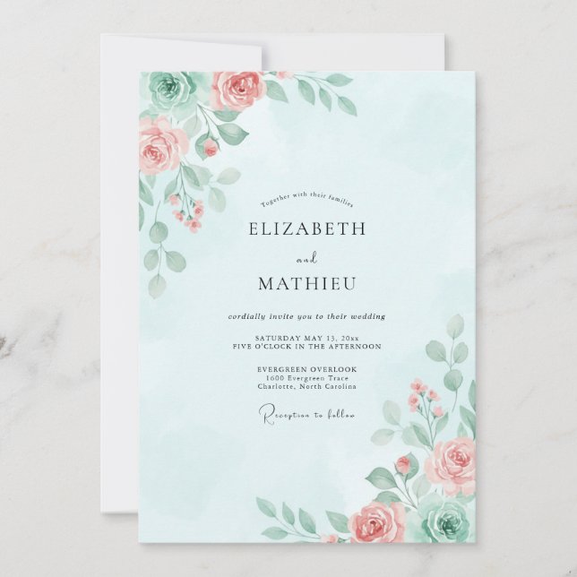Invitación Boda Pintada de Durazno Helado (Anverso)