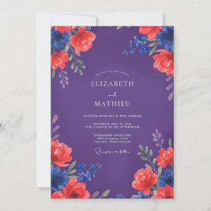 Invitación Boda Pintada de Escarlata Ciruela