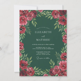 Invitación Boda Pintada de Esmeralda Carmesí