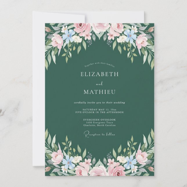 Invitación Boda Pintada de Forest Cornflower (Anverso)