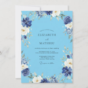 Invitación Boda Pintada de Índigo Azureo