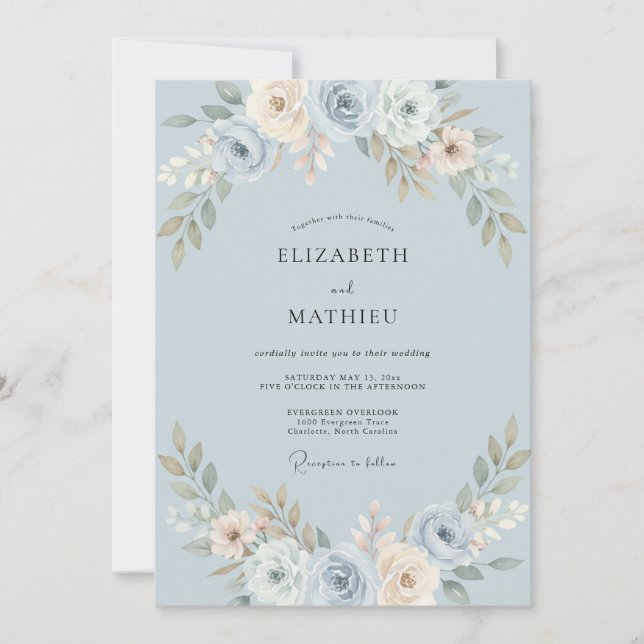Invitación Boda Pintada de Ivy y Centaurea (Anverso)