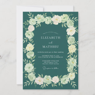 Invitación Boda Pintada de Jade Oscuro