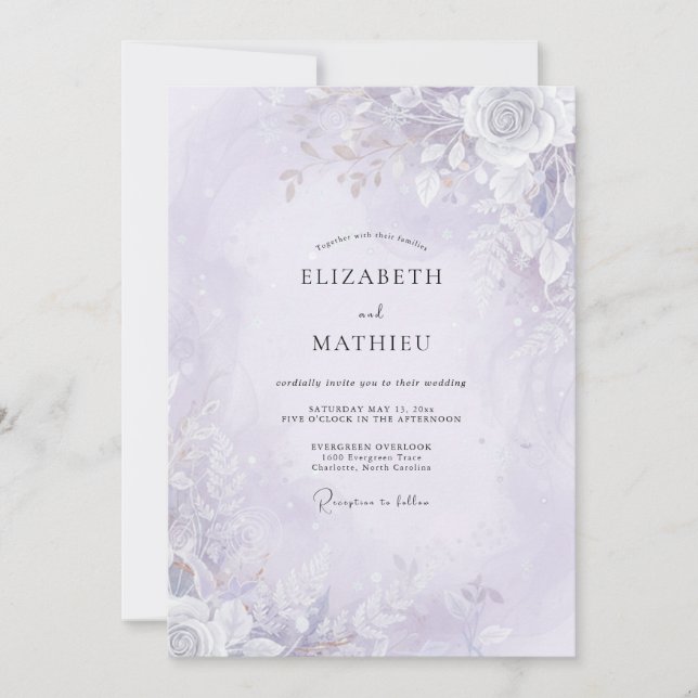 Invitación Boda Pintada de Lavanda Pálida (Anverso)