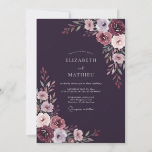 Invitación Boda Pintada de Lavanda Pálida Ciruela