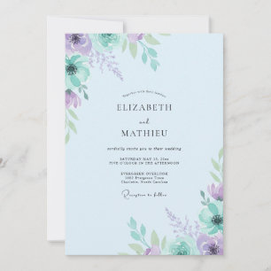 Invitación Boda Pintada de Lavanda y Menta