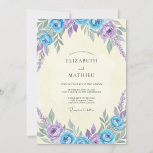 Invitación Boda Pintada de Lila Azul