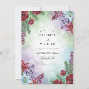 Invitación Boda Pintada de Lila Carmesí