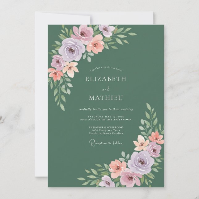 Invitación Boda Pintada de Lila Musgo (Anverso)