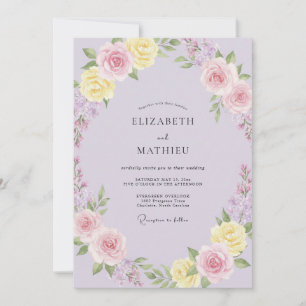 Invitación Boda Pintada de Lila Pálido