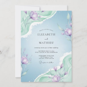 Invitación Boda Pintada de Lila Pálido Periwinkle
