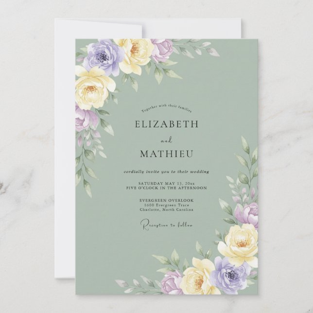 Invitación Boda Pintada de Lila y Mantequilla (Anverso)