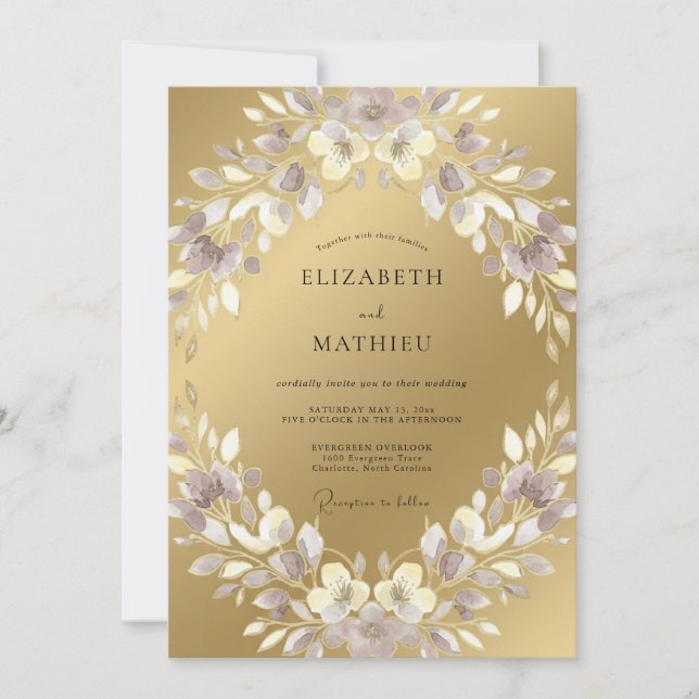 Invitación Boda Pintada de Lilac Champagne (Anverso)
