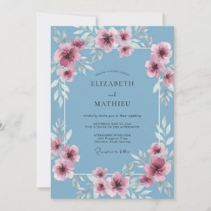 Invitación Boda Pintada de Magenta y Centaurea