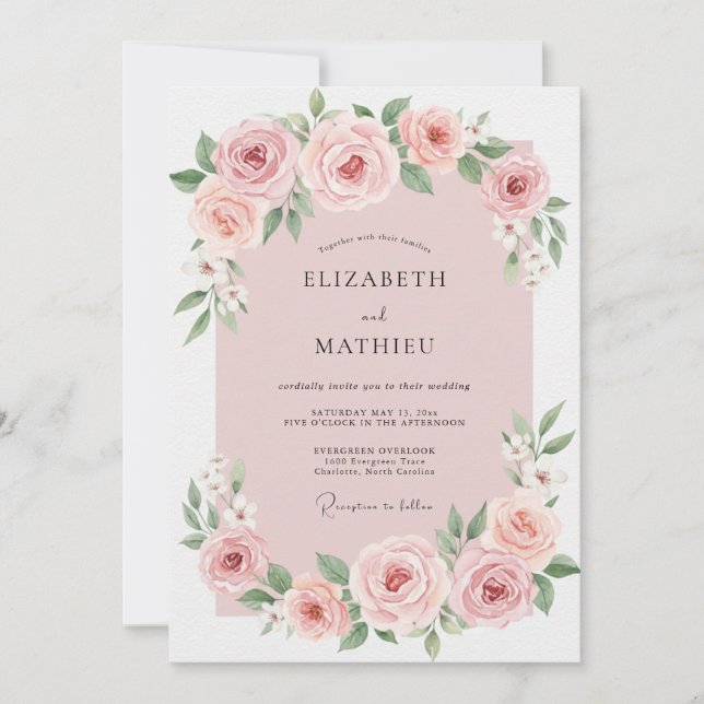 Invitación Boda Pintada de Malva Pálido (Anverso)