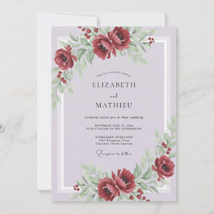 Invitación Boda Pintada de Mauve Carmesí