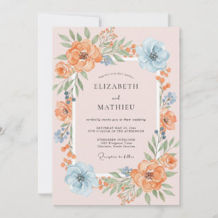 Invitación Boda Pintada de Melocotón Cerúleo