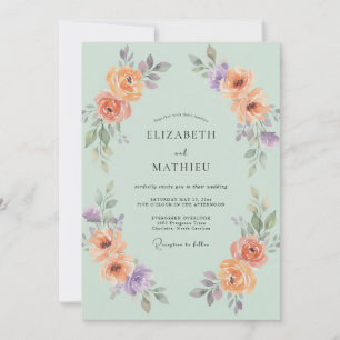 Invitación Boda Pintada de Melocotón Espuma de Mar