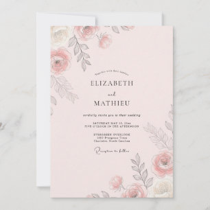 Invitación Boda Pintada de Melocotón Suave