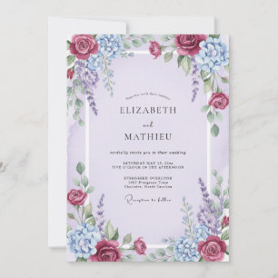 Invitación Boda Pintada de Merlot Lila