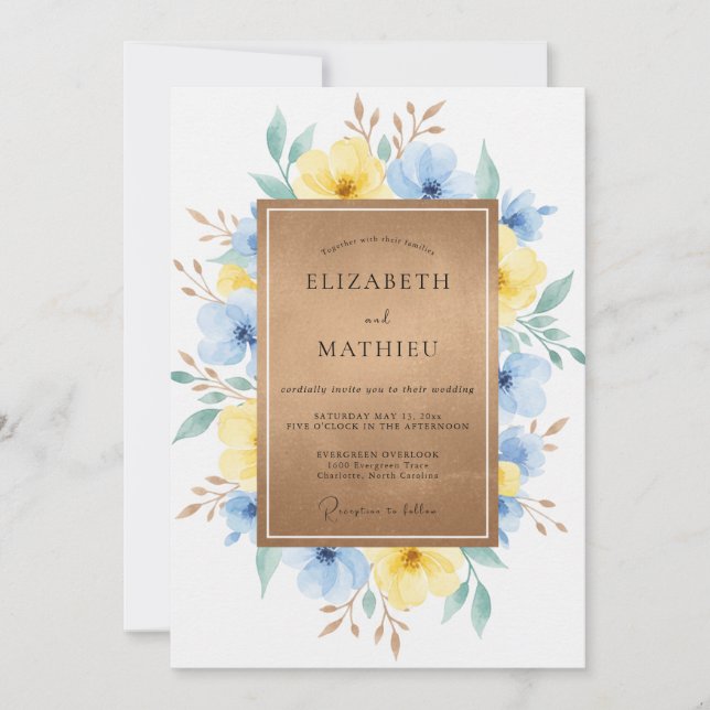 Invitación Boda Pintada de Miel Azure (Anverso)