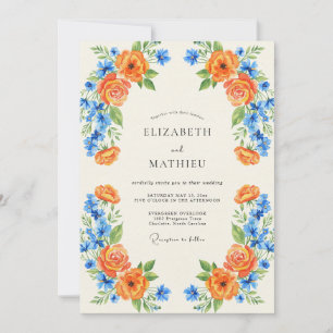 Invitación Boda Pintada de Naranja Cobalto