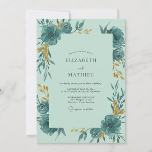 Invitación Boda Pintada de Ocra Teal