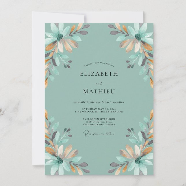 Invitación Boda Pintada de Ocre Espuma de Mar (Anverso)
