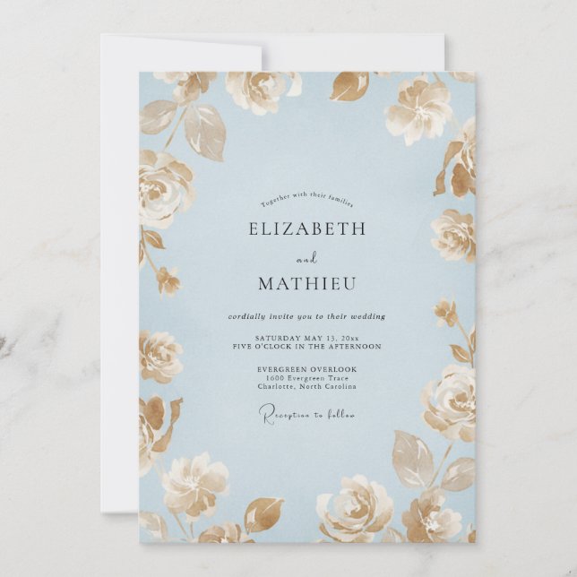 Invitación Boda Pintada de Oro del Cielo (Anverso)