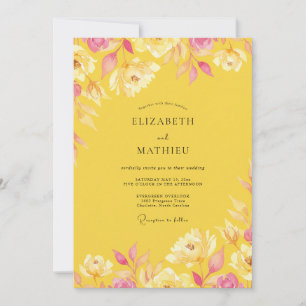 Invitación Boda Pintada de Peonía Mostaza de Pradera