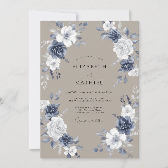 Invitación Boda Pintada de Pizarra Beige (Anverso)